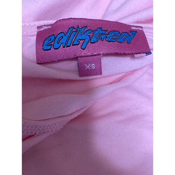 Edikted Rayna Women's Pink Cowl Neck Bell Sleeve Asymmetrical Hem Blouse Top XS - Picture 5 of 6